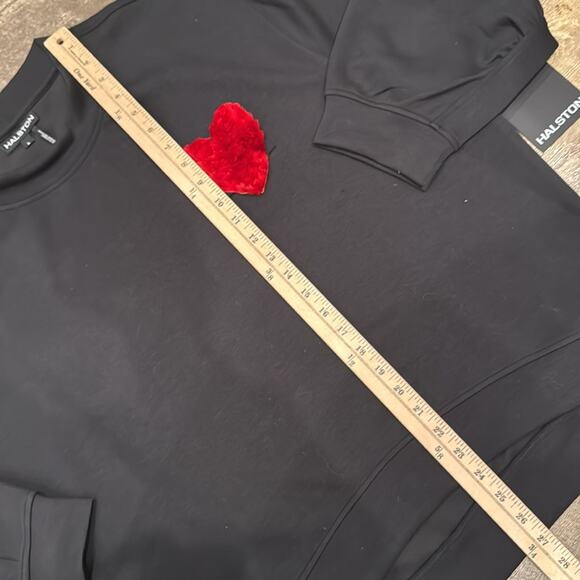 NWT Halston Women's Fuzzy Heart Oversized Sweatshirt Black Size XL - Picture 6 of 14